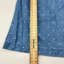 Load image into Gallery viewer, Girls B Collection, blue chambray cotton dress, polka dots, GUC, size 3, L: 54cm