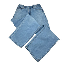 Load image into Gallery viewer, Girls Uniqlo, blue stretch denim jeans, adjustable, minor marks, FUC, size 11-12,  