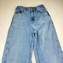 Load image into Gallery viewer, Girls Uniqlo, blue stretch denim jeans, adjustable, minor marks, FUC, size 11-12,  