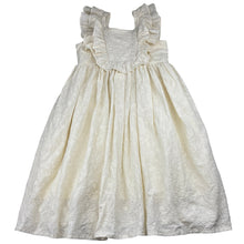 Load image into Gallery viewer, Girls NORALEE, ivory lined embroidered cotton ruffle floral dress, EUC, size 8, L: 77cm