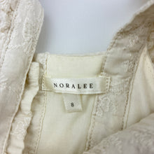 Load image into Gallery viewer, Girls NORALEE, ivory lined embroidered cotton ruffle floral dress, EUC, size 8, L: 77cm