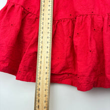 Load image into Gallery viewer, Girls Anko, red broderie cotton dress, GUC, size 8, L: 71cm
