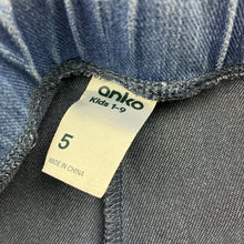Load image into Gallery viewer, Girls Anko, blue stretch denim bootcut jeggings, elasticated, GUC, size 5,  