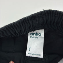 Load image into Gallery viewer, Boys Anko, black cotton cargo jogger pants, elasticated, GUC, size 1,  