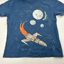 Load image into Gallery viewer, Boys John Lewis, navy cotton t-shirt, spaceship, wash fade, FUC, size 7,  