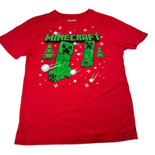 Load image into Gallery viewer, Boys Minecraft, Creeper Christmas cotton blend t-shirt, pilling, FUC, size 12,  