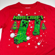 Load image into Gallery viewer, Boys Minecraft, Creeper Christmas cotton blend t-shirt, pilling, FUC, size 12,  