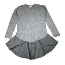 Load image into Gallery viewer, Girls WITCHERY GIRL, grey cotton knit long sleeve dress, marks back left sleeve, FUC, size 8, L: 65.5cm