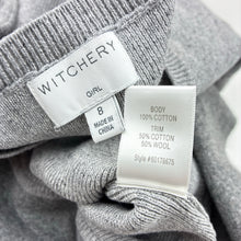 Load image into Gallery viewer, Girls WITCHERY GIRL, grey cotton knit long sleeve dress, marks back left sleeve, FUC, size 8, L: 65.5cm