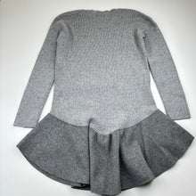 Load image into Gallery viewer, Girls WITCHERY GIRL, grey cotton knit long sleeve dress, marks back left sleeve, FUC, size 8, L: 65.5cm