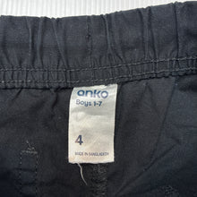 Load image into Gallery viewer, Boys Anko, black cotton shorts, elasticated, FUC, size 4,  