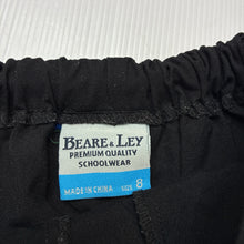 Load image into Gallery viewer, Girls BEARE &amp; LEY, black school skirt, built-in shorts, elasticated, GUC, size 8,  