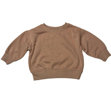 Load image into Gallery viewer, Girls Mango, plain brown cotton blend fleece lined sweater, GUC, size 2,  