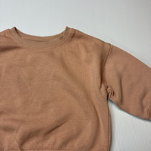 Load image into Gallery viewer, Girls Mango, plain brown cotton blend fleece lined sweater, GUC, size 2,  