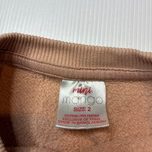 Load image into Gallery viewer, Girls Mango, plain brown cotton blend fleece lined sweater, GUC, size 2,  