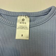 Load image into Gallery viewer, Girls Target, blue stretch cotton ribbed long sleeve top, EUC, size 2,  