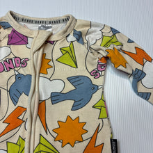 Load image into Gallery viewer, Unisex Bonds, stretch cotton zip wondersuit / romper, bird, FUC, size 000,  