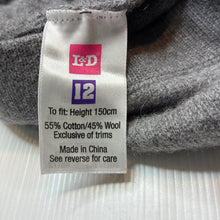 Load image into Gallery viewer, Girls L&amp;D, grey cotton / wool knit skirt, elasticated, EUC, size 12,  