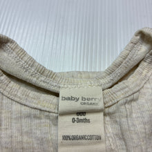 Load image into Gallery viewer, Unisex Baby Berry, beige organic cotton ribbed bodysuit, FUC, size 000,  