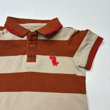 Load image into Gallery viewer, Boys Tilt, striped cotton polo top, dinosaur, GUC, size 1,  