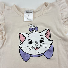 Load image into Gallery viewer, Girls Disney, Marie, The Aristocats stretch cotton bodytsuit, *mark lower front*, FUC, size 1,  