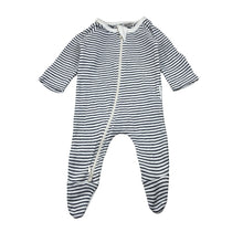 Load image into Gallery viewer, Unisex purebaby, striped organic cotton zip coverall, GUC, size 0000,  
