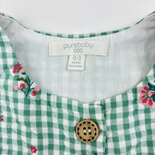 Load image into Gallery viewer, Girls purebaby, floral organic cotton dress, GUC, size 000, L: 33cm