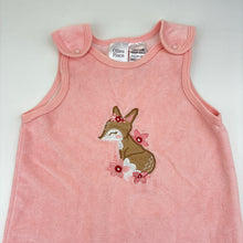 Load image into Gallery viewer, Girls Ollie's Place, pink cotton blend velour romper, embroidered, EUC, size 00,  