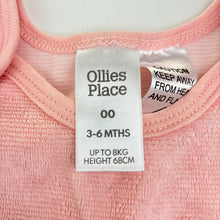 Load image into Gallery viewer, Girls Ollie's Place, pink cotton blend velour romper, embroidered, EUC, size 00,  