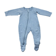 Load image into Gallery viewer, Unisex purebaby, blue organic cotton zip coverall, EUC, size 0000,  