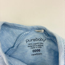 Load image into Gallery viewer, Unisex purebaby, blue organic cotton zip coverall, EUC, size 0000,  