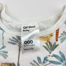 Load image into Gallery viewer, Unisex Anko, cotton long sleeve bodysuit, jungle, EUC, size 000,  