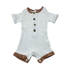 Load image into Gallery viewer, Unisex MINI ZALI, white cotton blend ribbed romper, FUC, size 00,  