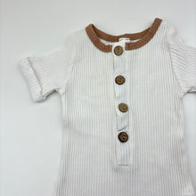 Load image into Gallery viewer, Unisex MINI ZALI, white cotton blend ribbed romper, FUC, size 00,  
