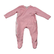 Load image into Gallery viewer, Girls Bonds, striped stretch cotton zip coverall, GUC, size 0000,  