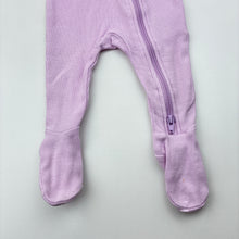 Load image into Gallery viewer, Girls Cotton On Baby, lilac ribbed stretch cotton zip coverall, FUC, size 000,  