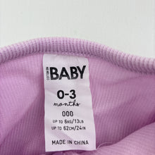 Load image into Gallery viewer, Girls Cotton On Baby, lilac ribbed stretch cotton zip coverall, FUC, size 000,  