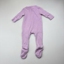 Load image into Gallery viewer, Girls Cotton On Baby, lilac ribbed stretch cotton zip coverall, FUC, size 000,  