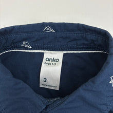Load image into Gallery viewer, Boys Anko, navy cotton short sleeve shirt, paper aeroplanes, EUC, size 3,  