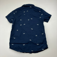 Load image into Gallery viewer, Boys Anko, navy cotton short sleeve shirt, paper aeroplanes, EUC, size 3,  