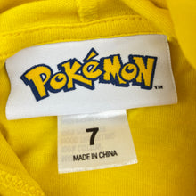 Load image into Gallery viewer, Unisex Pokémon, Pikachu yellow cotton hooded top, EUC, size 7,  