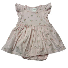 Load image into Gallery viewer, Girls Baby Berry, pink stretch cotton romper dress, roses, GUC, size 1,  