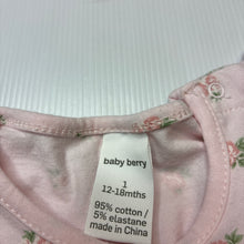 Load image into Gallery viewer, Girls Baby Berry, pink stretch cotton romper dress, roses, GUC, size 1,  