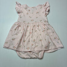 Load image into Gallery viewer, Girls Baby Berry, pink stretch cotton romper dress, roses, GUC, size 1,  
