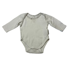 Load image into Gallery viewer, Unisex purebaby, white organic cotton long sleeve bodysuit, FUC, size 0000,  