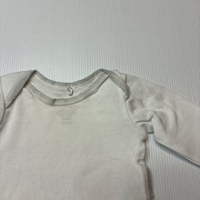 Load image into Gallery viewer, Unisex purebaby, white organic cotton long sleeve bodysuit, FUC, size 0000,  