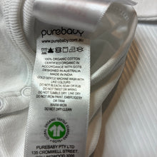 Load image into Gallery viewer, Unisex purebaby, white organic cotton long sleeve bodysuit, FUC, size 0000,  