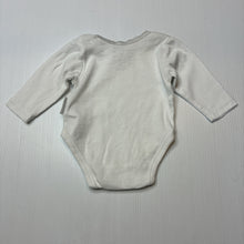Load image into Gallery viewer, Unisex purebaby, white organic cotton long sleeve bodysuit, FUC, size 0000,  