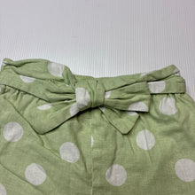 Load image into Gallery viewer, Girls Dymples, polka dot linen blend shorts, elasticated, GUC, size 1,  