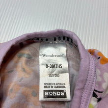 Load image into Gallery viewer, Girls Bonds, floral stretch cotton zip wondersuit / romper, FUC, size 000,  